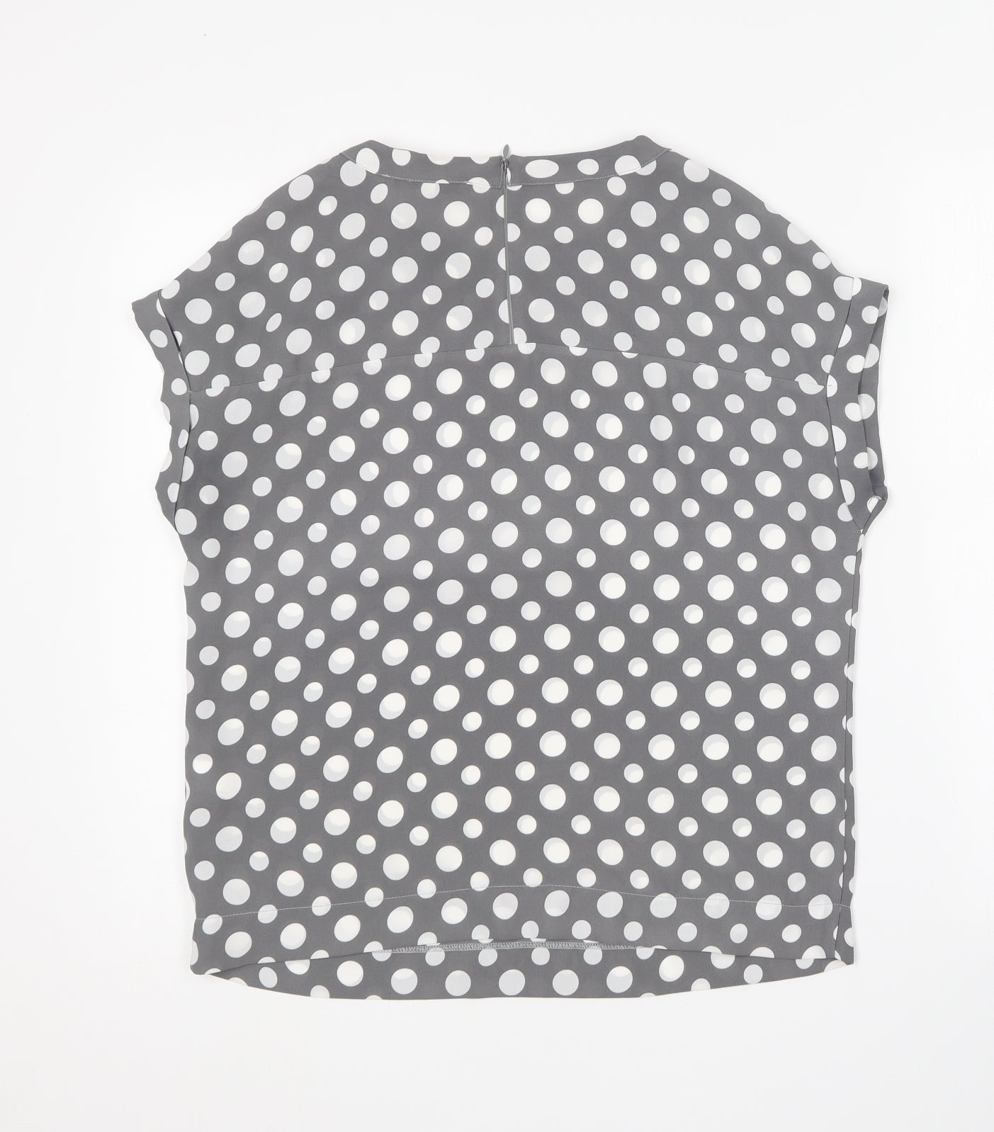 NEXT Womens Grey Polka Dot Polyester Basic Blouse Size 8 Round Neck