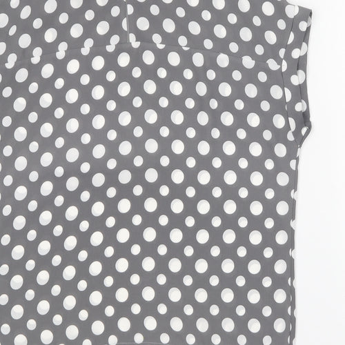 NEXT Womens Grey Polka Dot Polyester Basic Blouse Size 8 Round Neck
