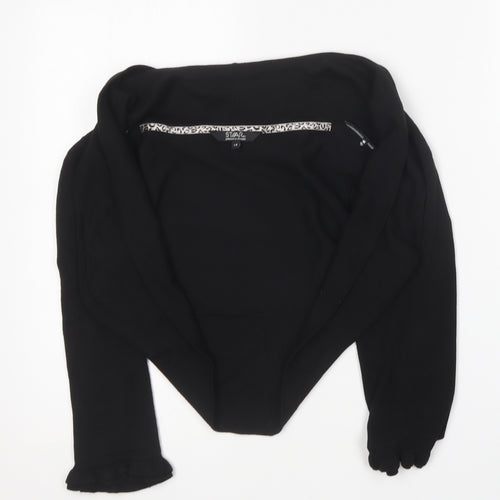 Star Womens Black Collared Viscose Cardigan Jumper Size 14