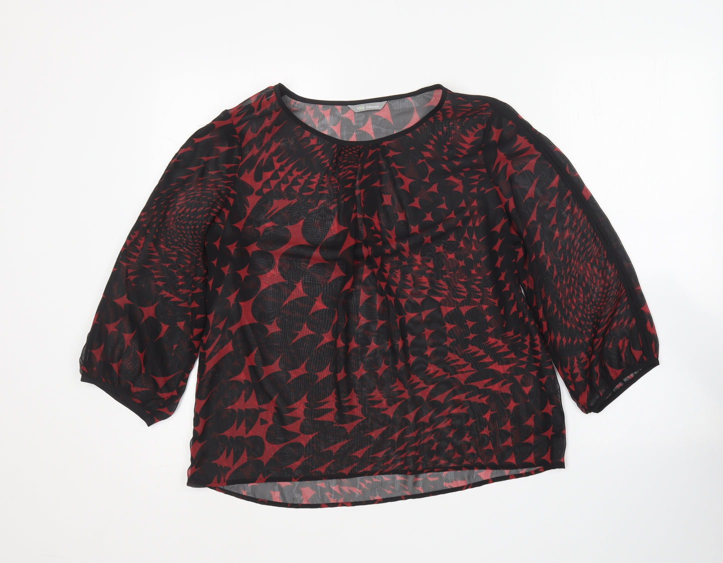 Marks and Spencer Womens Red Polyester Tunic Blouse Size 12 Round Neck