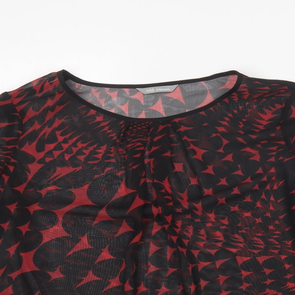 Marks and Spencer Womens Red Polyester Tunic Blouse Size 12 Round Neck