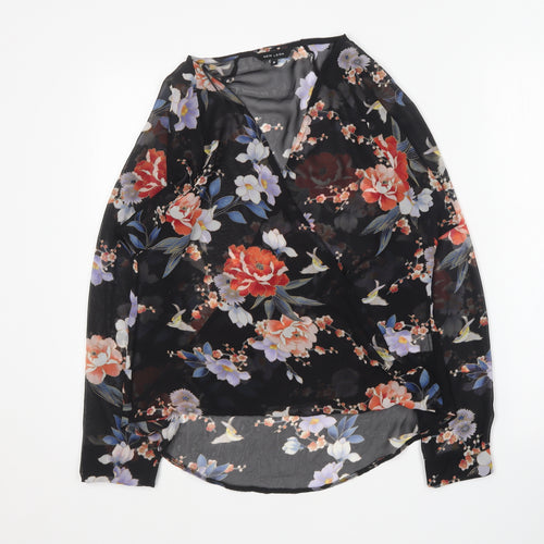 New Look Womens Multicoloured Floral Polyester Basic Blouse Size 8 V-Neck