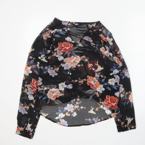New Look Womens Multicoloured Floral Polyester Basic Blouse Size 8 V-Neck