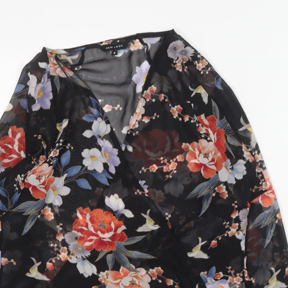 New Look Womens Multicoloured Floral Polyester Basic Blouse Size 8 V-Neck