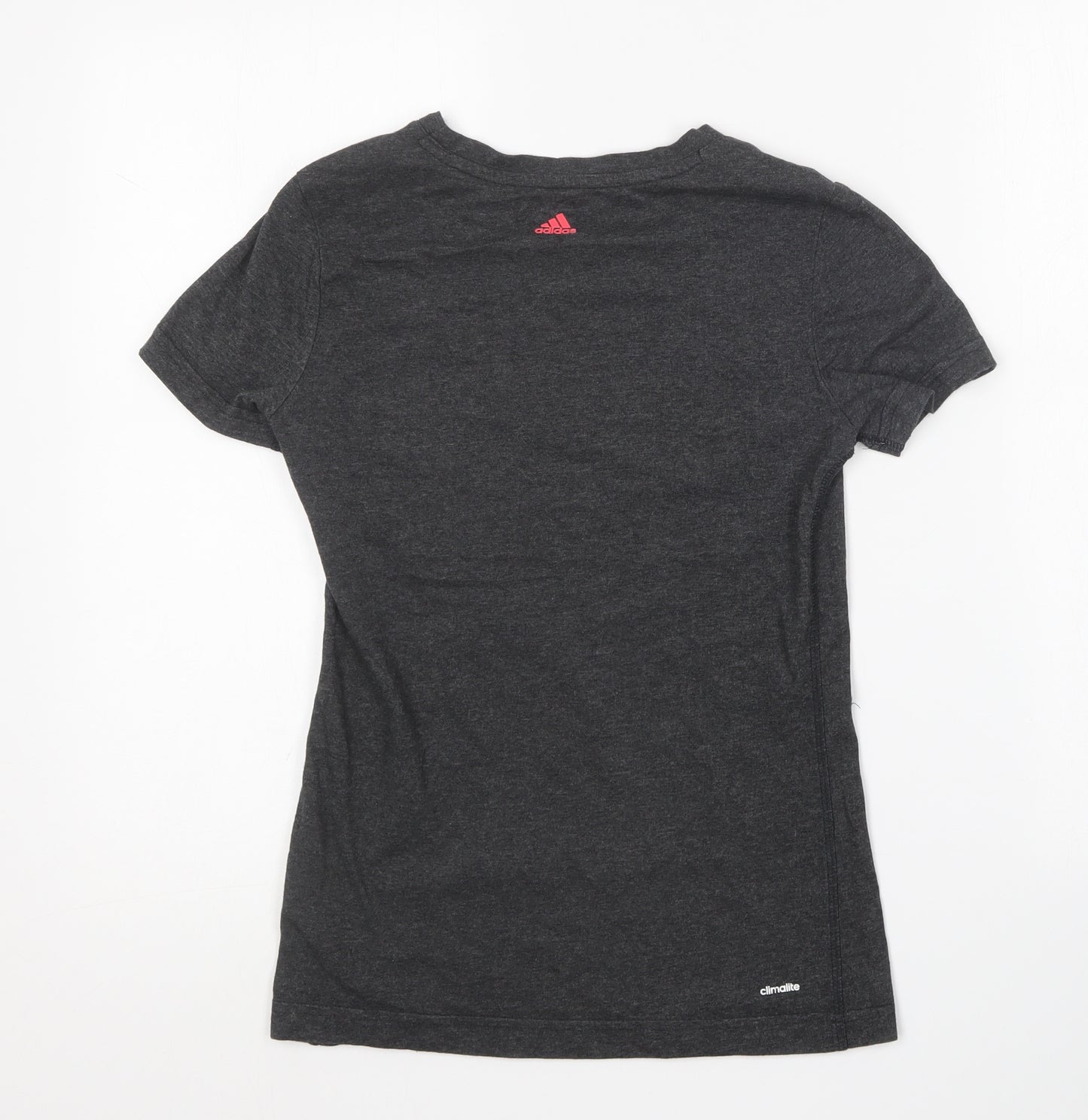 adidas Womens Grey Cotton Basic T-Shirt Size XS Round Neck