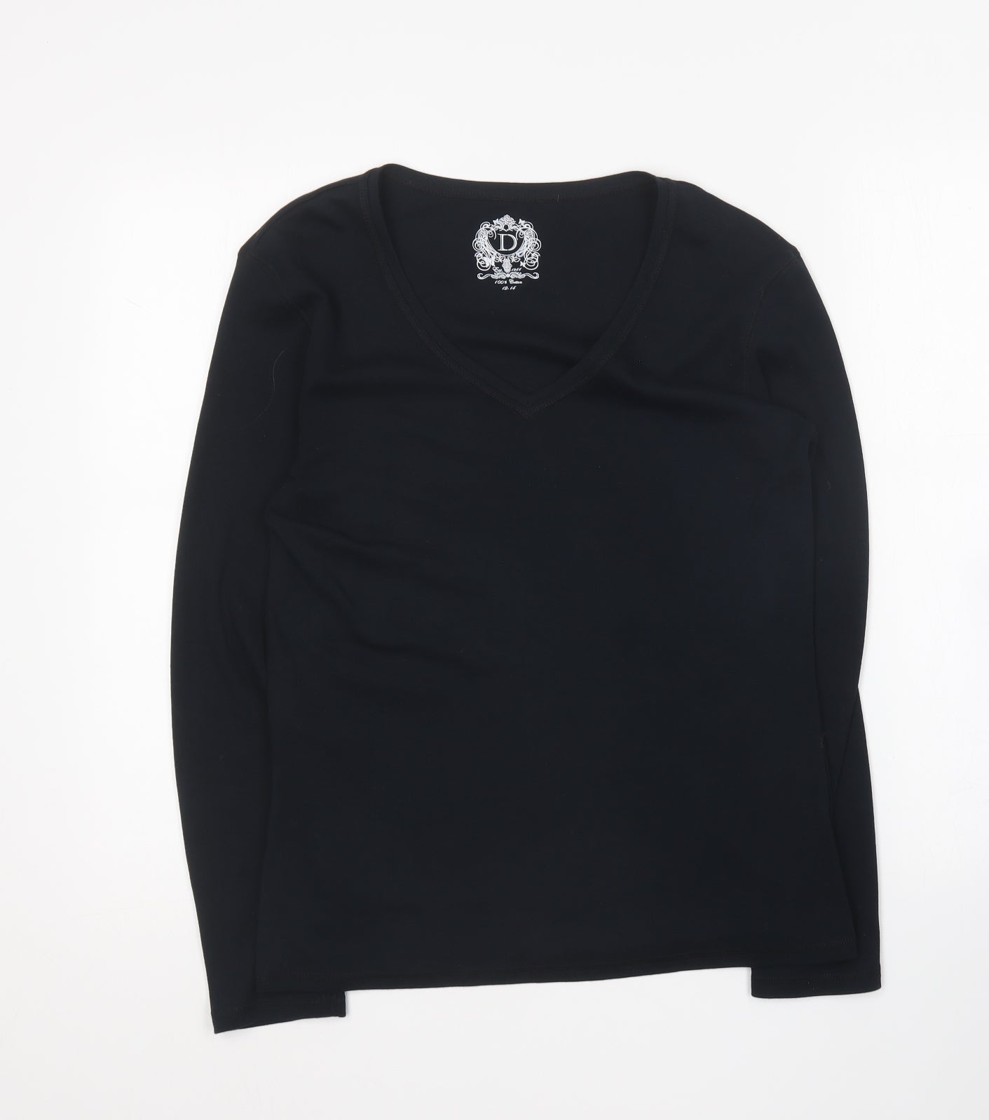 Dunnes Stores Womens Blue Cotton Basic T-Shirt Size 12 V-Neck