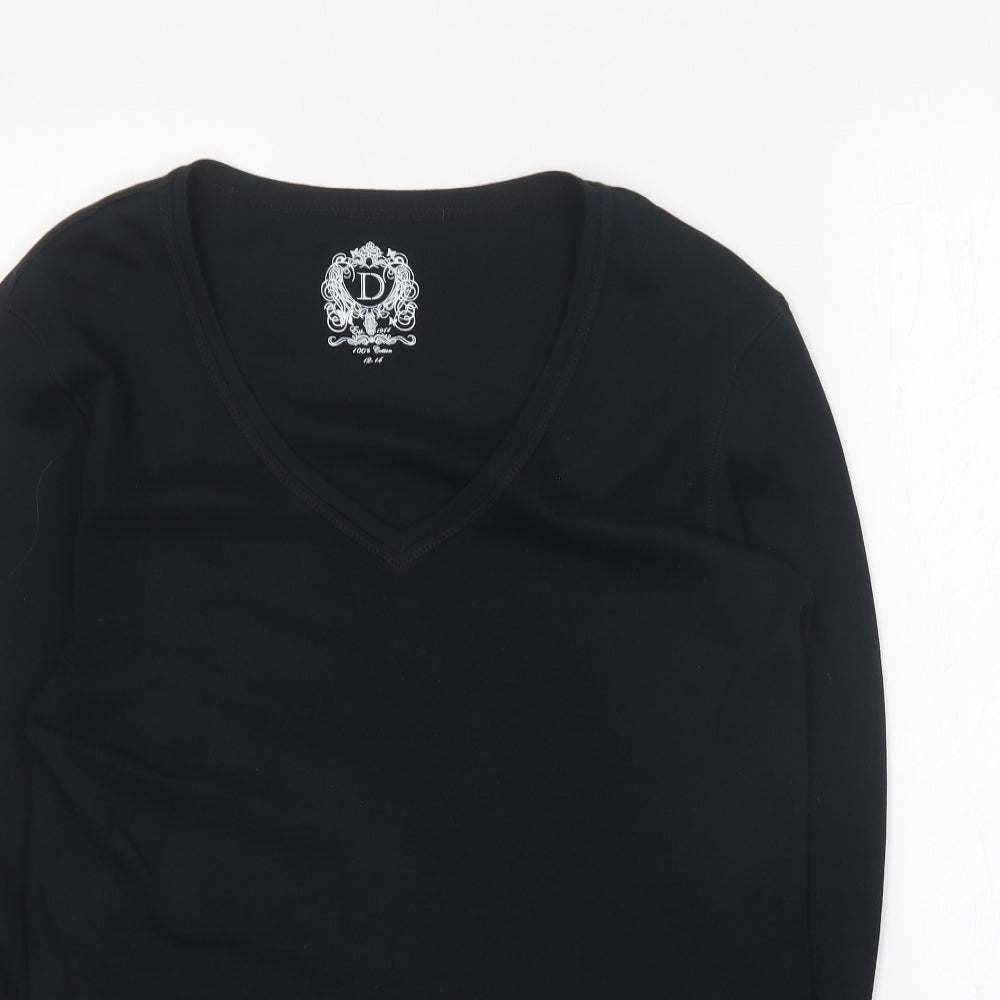 Dunnes Stores Womens Blue Cotton Basic T-Shirt Size 12 V-Neck