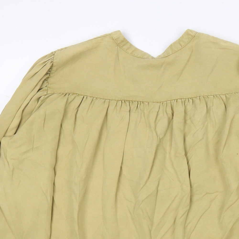 TU Womens Yellow Cotton Basic Blouse Size 14 Round Neck