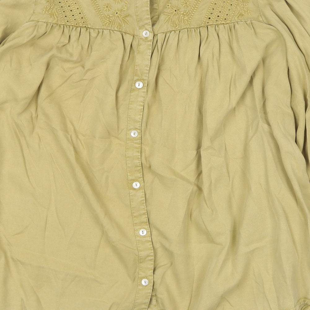 TU Womens Yellow Cotton Basic Blouse Size 14 Round Neck