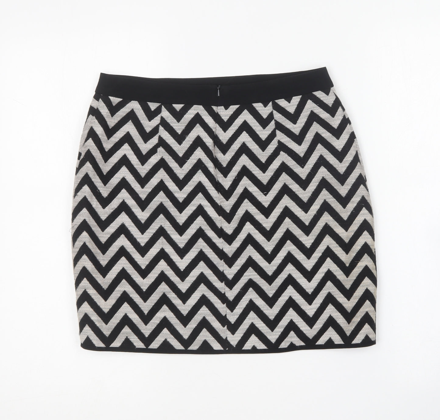 Dunnes Stores Womens Black Herringbone Polyester Mini Skirt Size 8