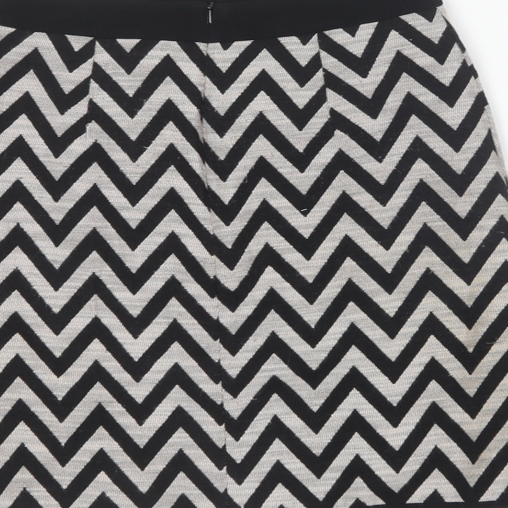 Dunnes Stores Womens Black Herringbone Polyester Mini Skirt Size 8