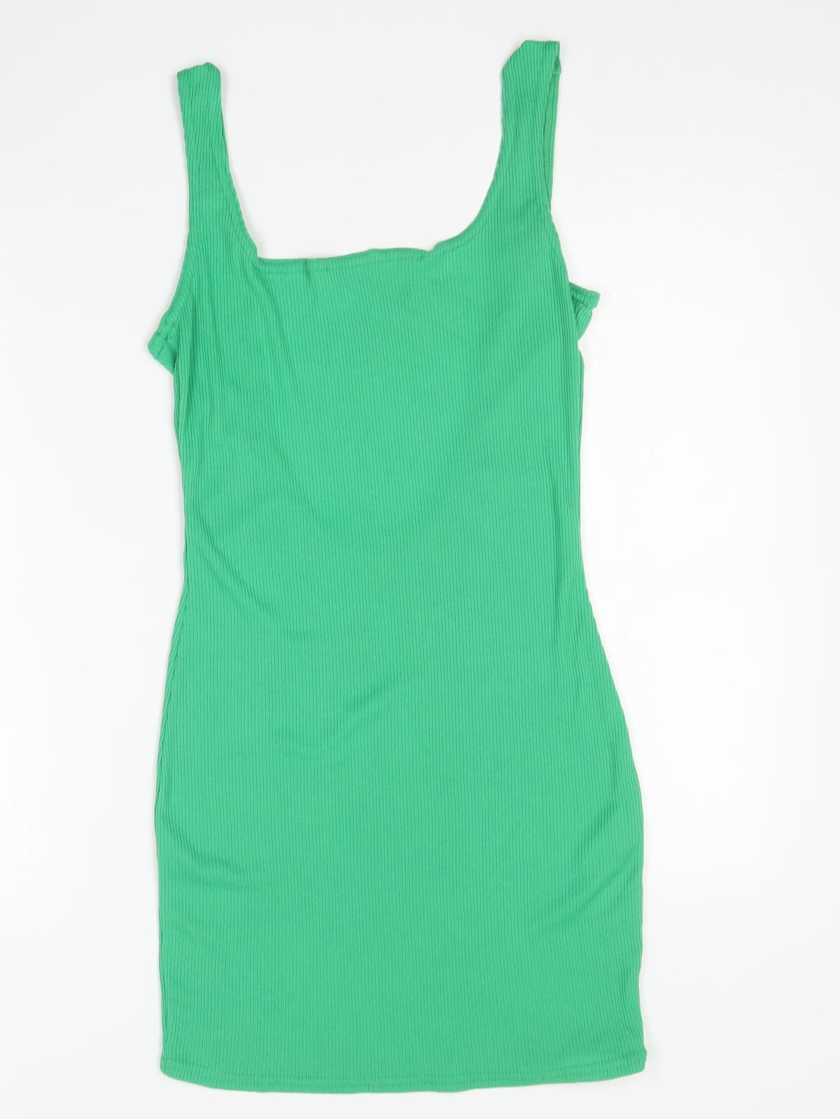 PRETTYLITTLETHING Womens Green Polyester Bodycon Size 12 Scoop Neck