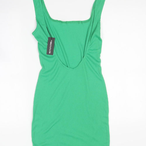 PRETTYLITTLETHING Womens Green Polyester Bodycon Size 12 Scoop Neck