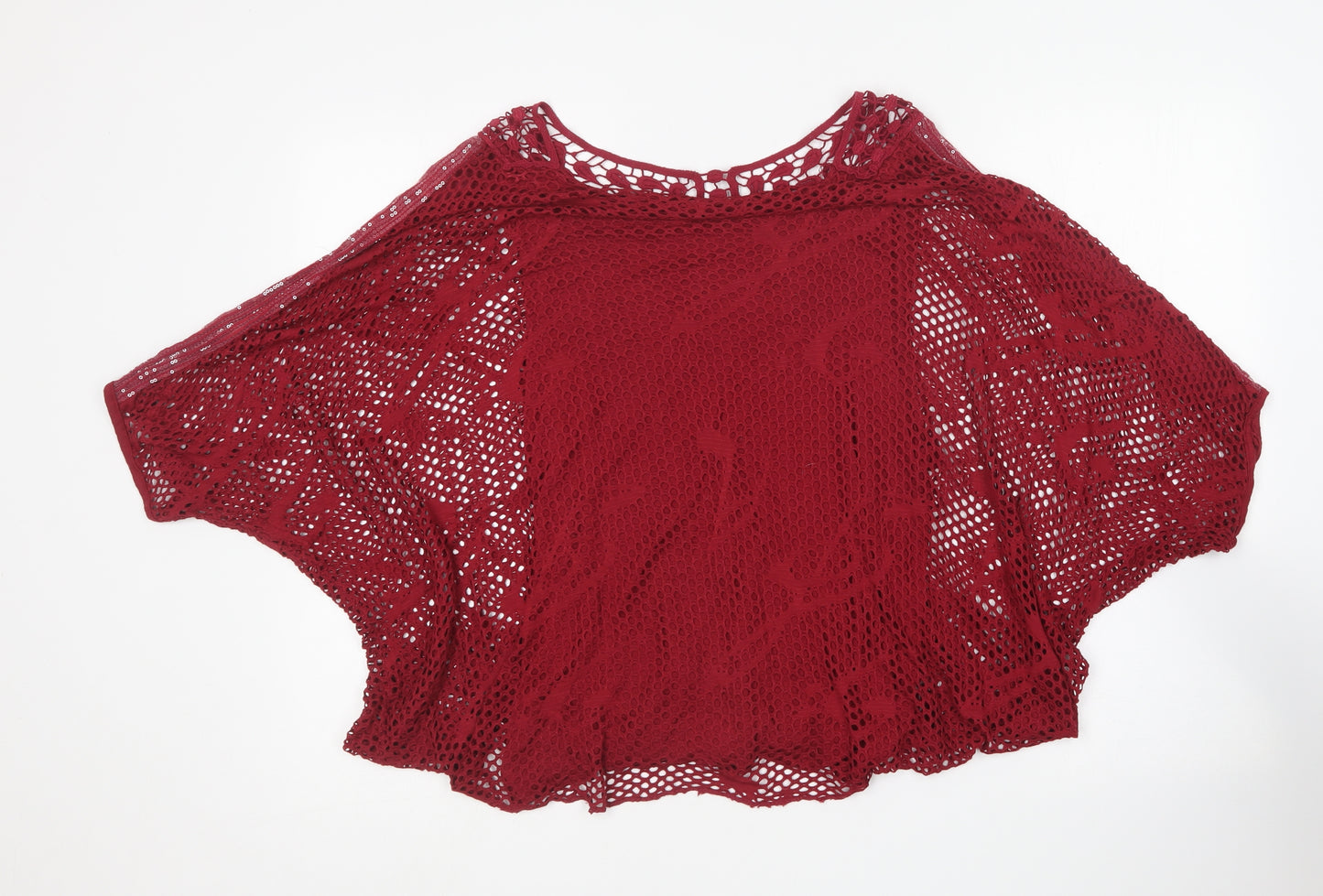 Preworn Womens Red Viscose Basic Blouse One Size Round Neck