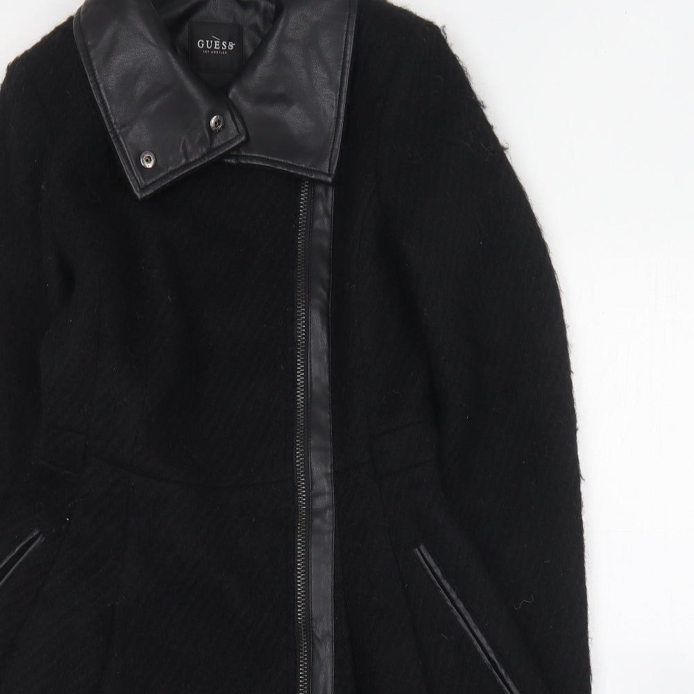 GUESS Womens Black Overcoat Coat Size 4
