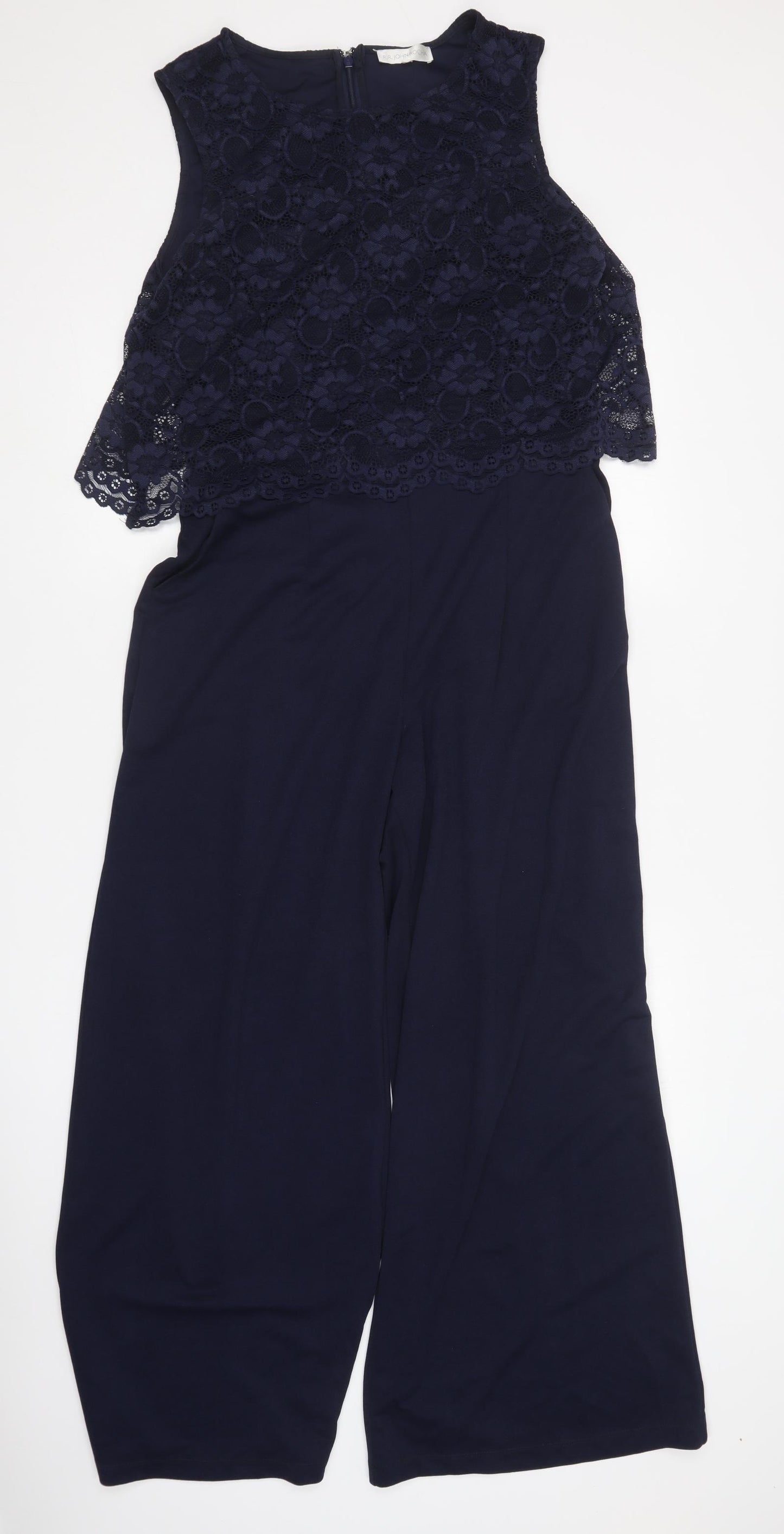 John Rocha Womens Blue Polyester Jumpsuit One-Piece Size 16