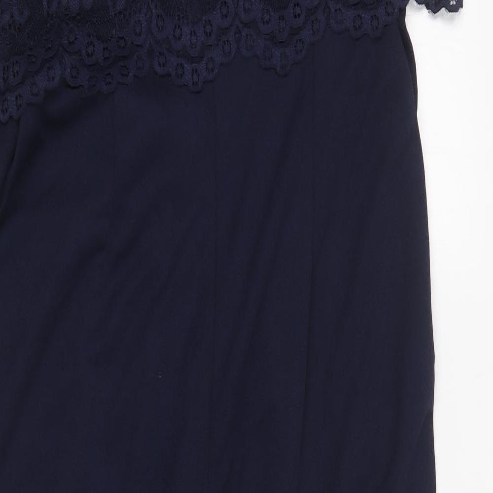 John Rocha Womens Blue Polyester Jumpsuit One-Piece Size 16