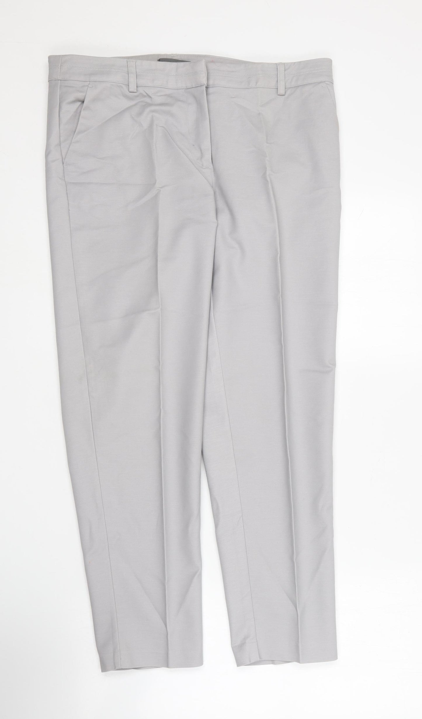 Mint Velvet Womens Grey Cotton Carrot Trousers Size 14 L28 in Regular