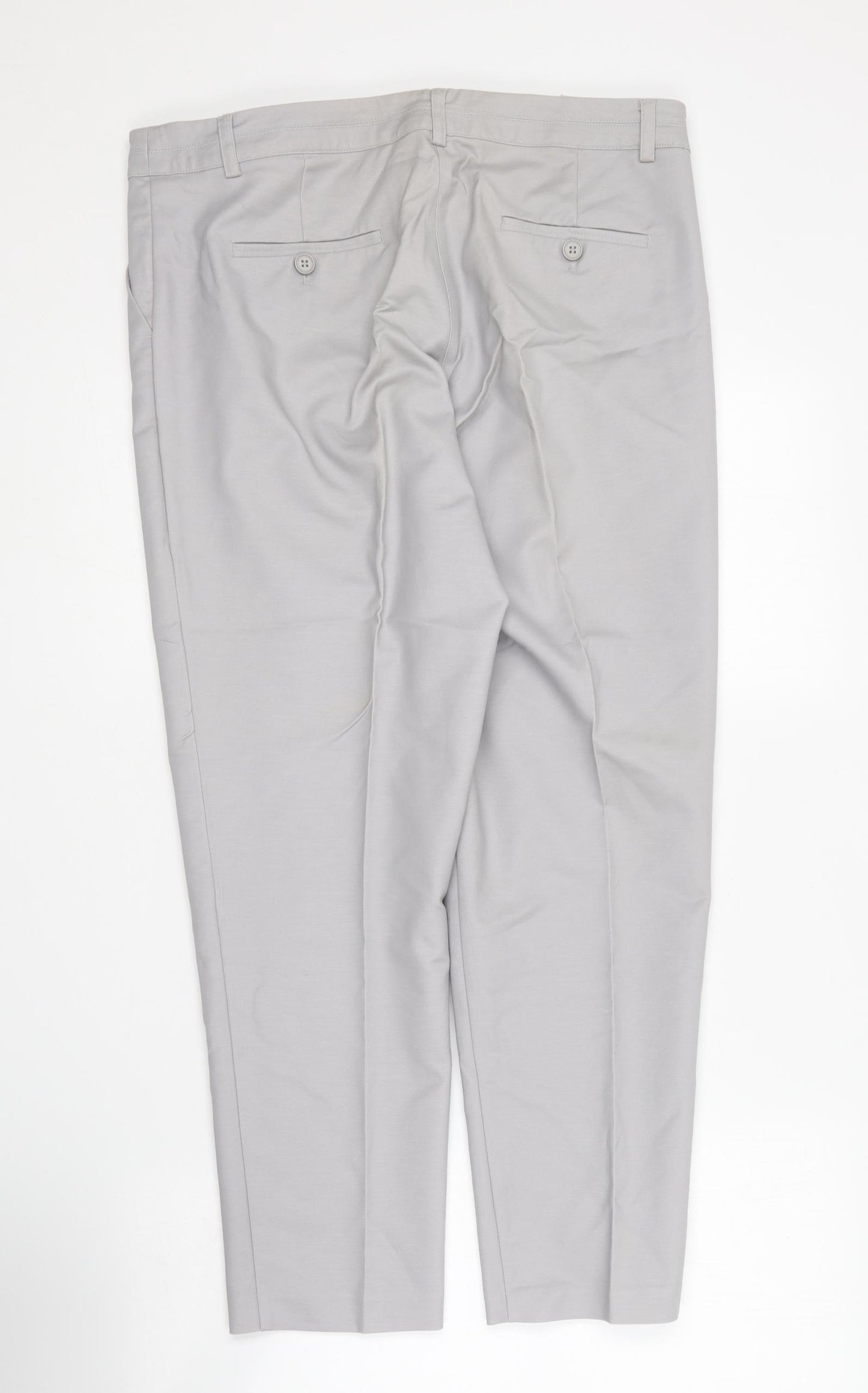 Mint Velvet Womens Grey Cotton Carrot Trousers Size 14 L28 in Regular