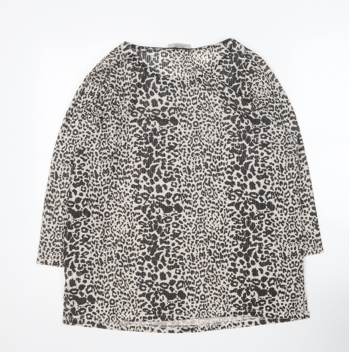 Monsoon Womens Brown Animal Print Polyester Basic Blouse Size 16 Round Neck