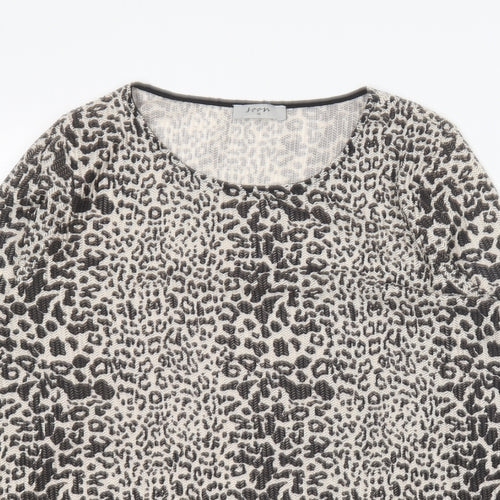 Monsoon Womens Brown Animal Print Polyester Basic Blouse Size 16 Round Neck