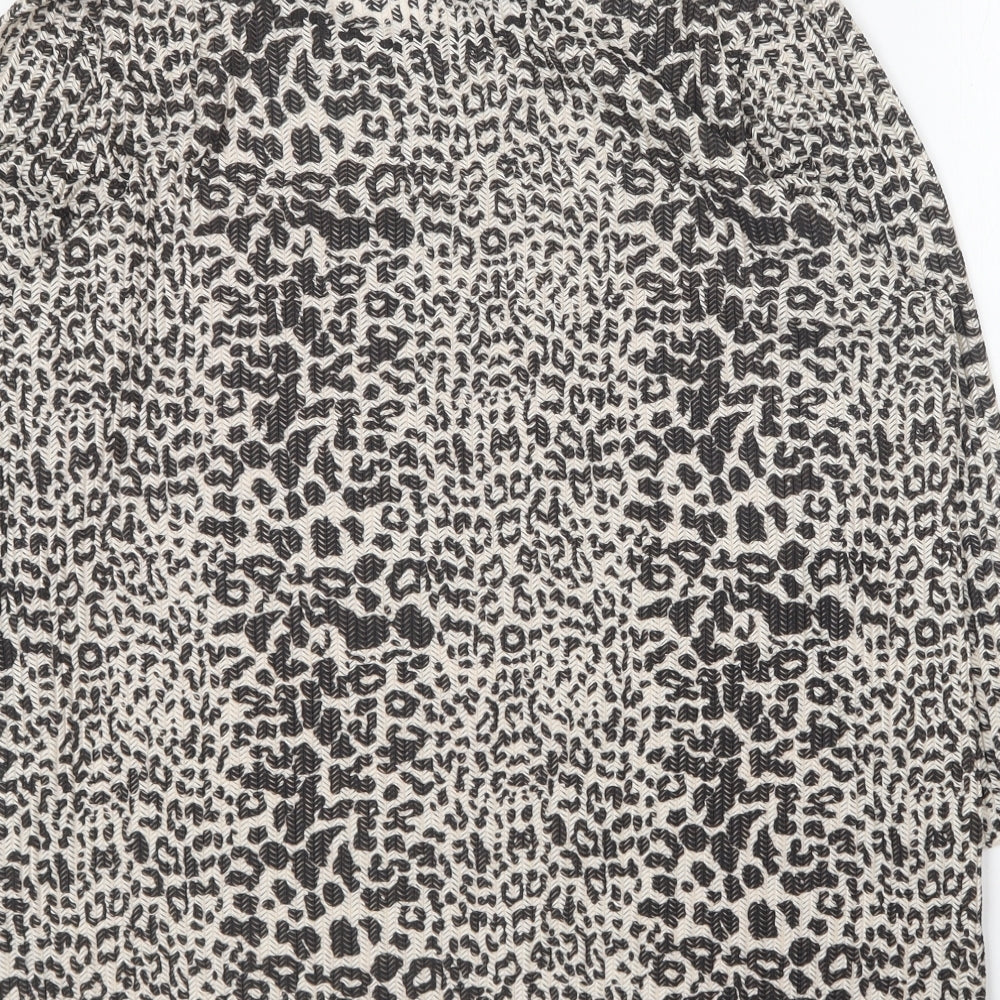 Monsoon Womens Brown Animal Print Polyester Basic Blouse Size 16 Round Neck