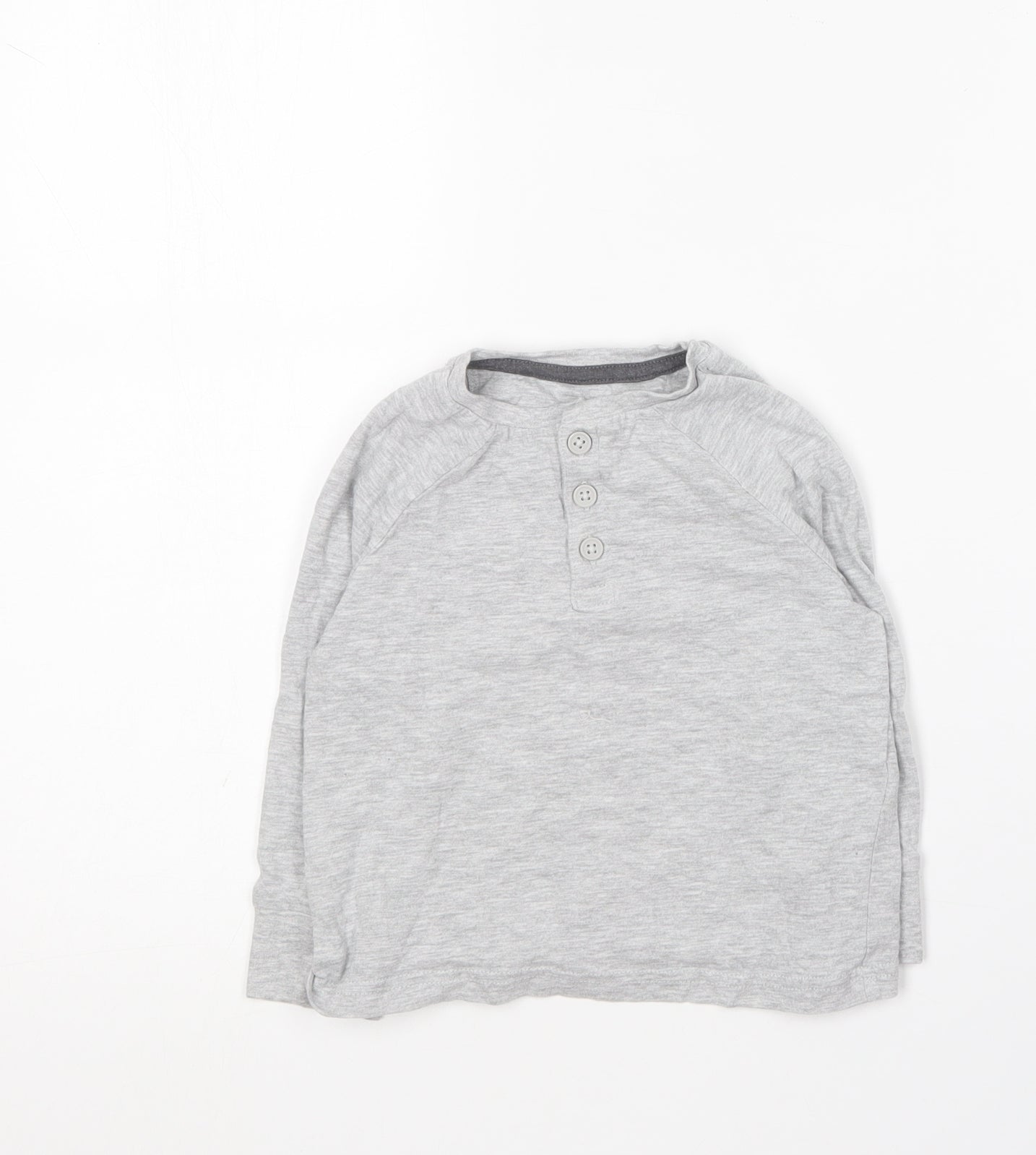 Marks and Spencer Boys Grey Cotton Basic T-Shirt Size 2 Years Round Neck