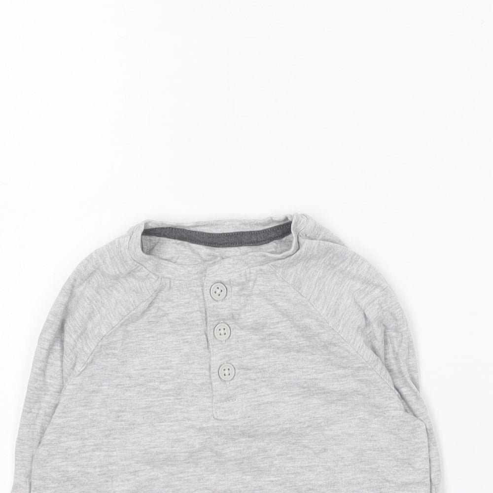 Marks and Spencer Boys Grey Cotton Basic T-Shirt Size 2 Years Round Neck