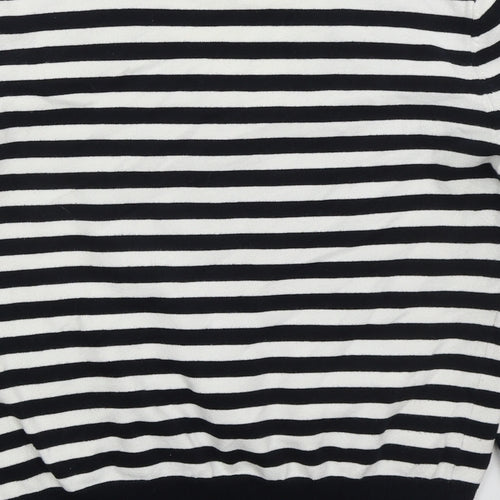 Red Herring Womens Blue V-Neck Striped Cotton Pullover Jumper Size 14