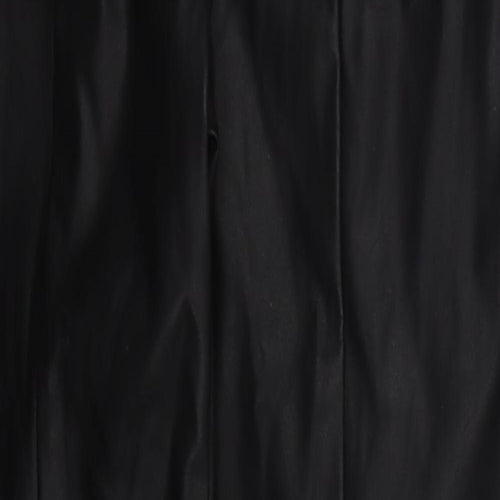 Papaya Womens Black Polyurethane Trousers Size 10 L30 in Regular Zip