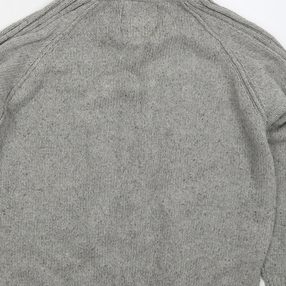Marks and Spencer Mens Grey V-Neck Cotton Pullover Jumper Size S