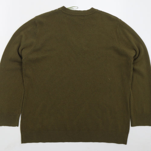 Bonmarché Womens Green V-Neck Acrylic Pullover Jumper Size L