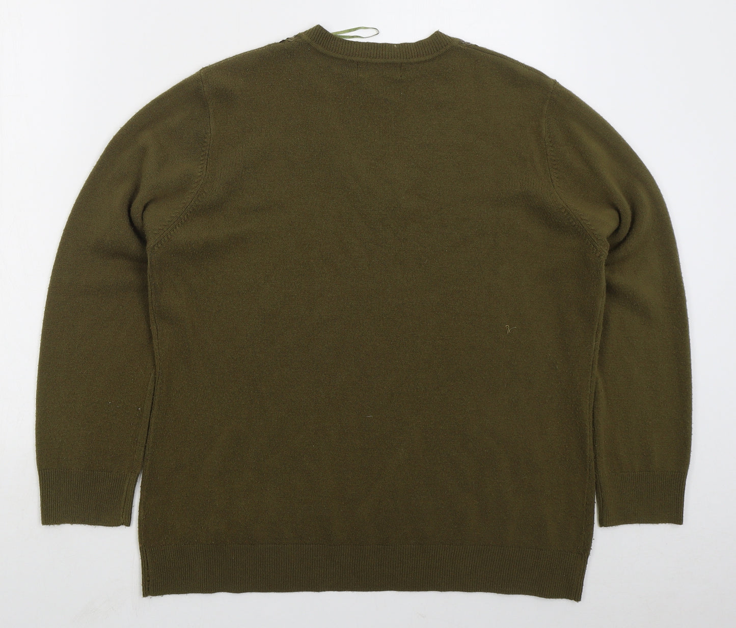 Bonmarché Womens Green V-Neck Acrylic Pullover Jumper Size L