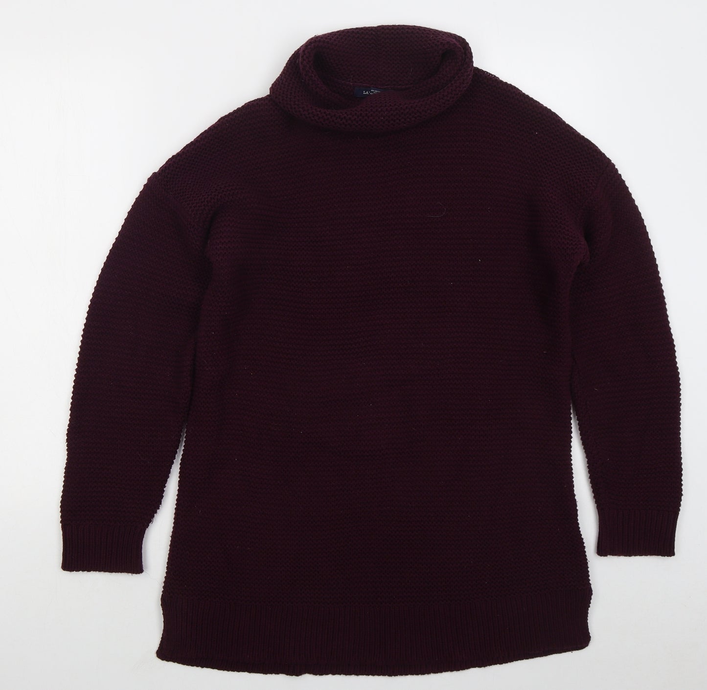 Lands End Womens Purple Roll Neck Cotton Pullover Jumper Size M