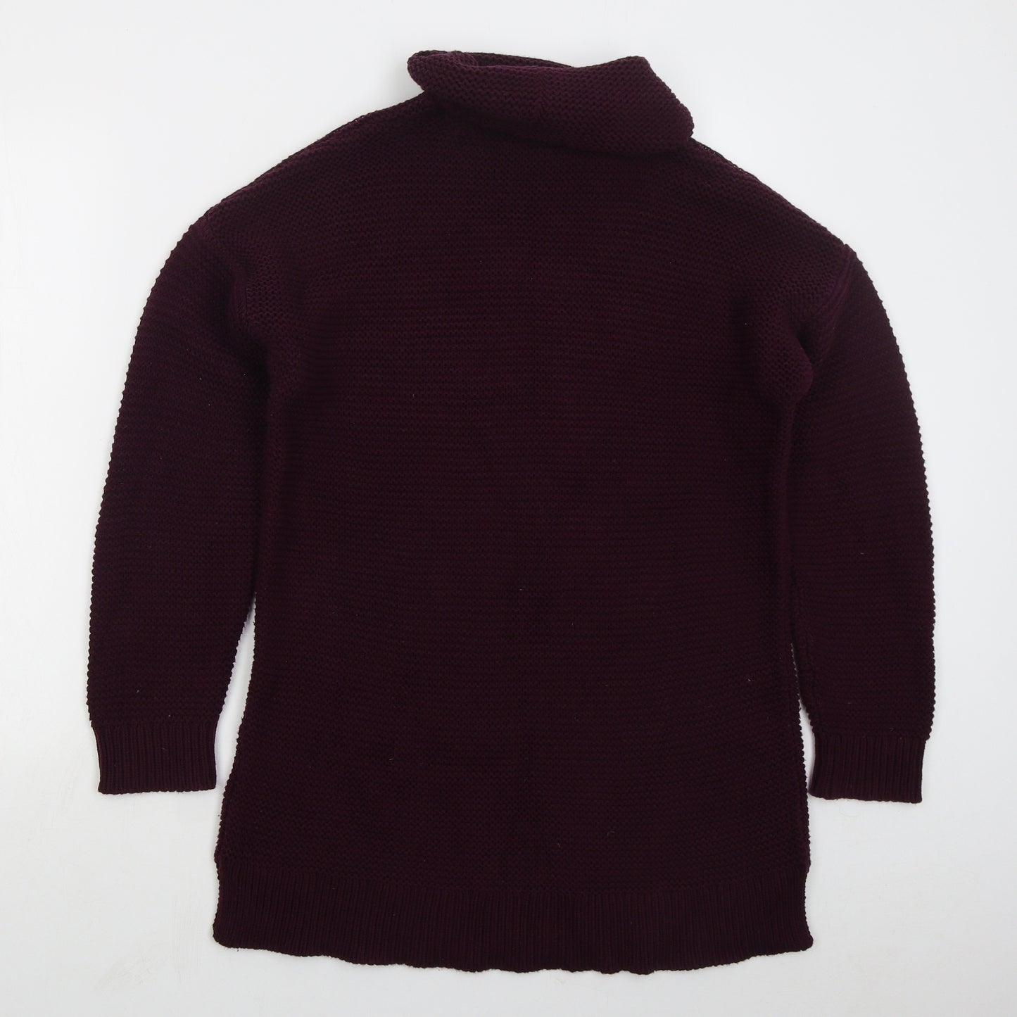 Lands End Womens Purple Roll Neck Cotton Pullover Jumper Size M