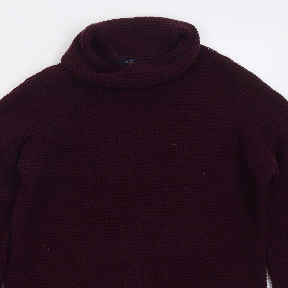 Lands End Womens Purple Roll Neck Cotton Pullover Jumper Size M