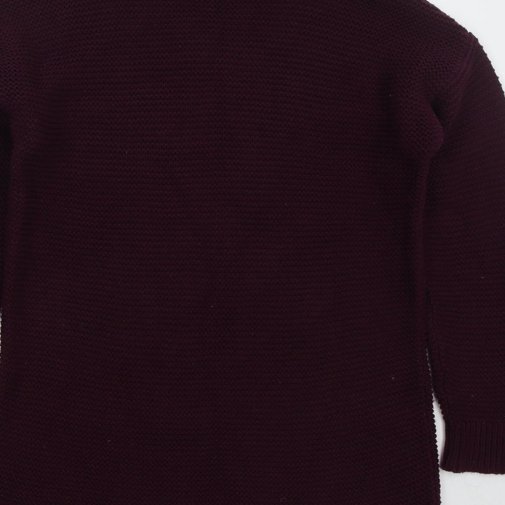 Lands End Womens Purple Roll Neck Cotton Pullover Jumper Size M