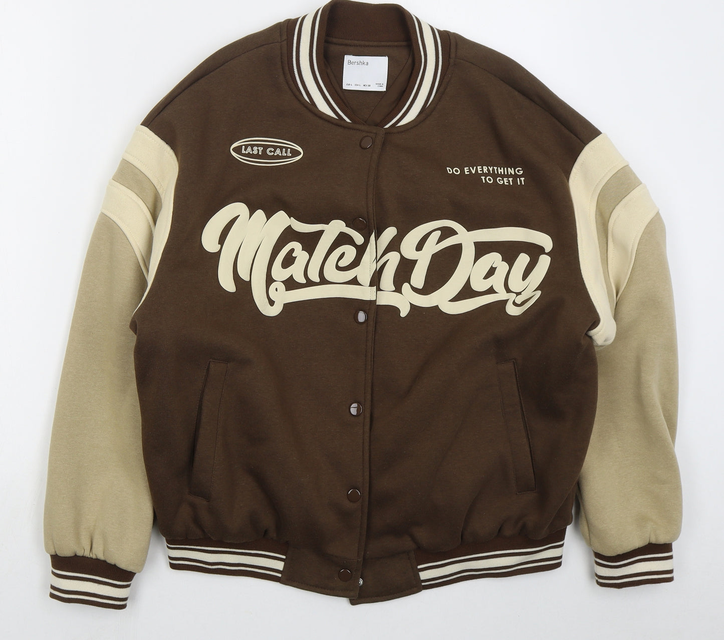 Bershka Womens Brown Jacket Size L Button - Colour Block