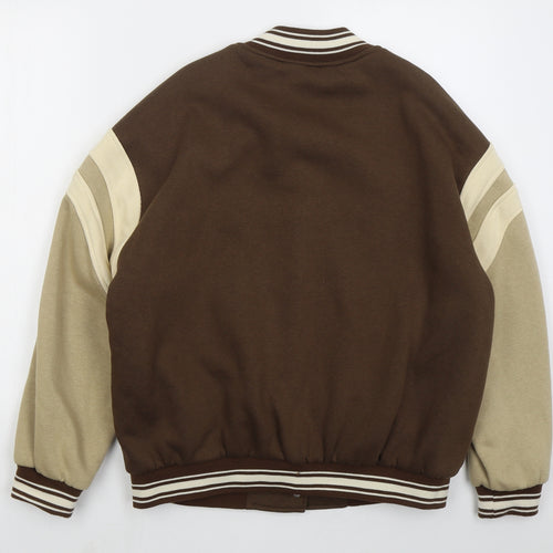 Bershka Womens Brown Jacket Size L Button - Colour Block