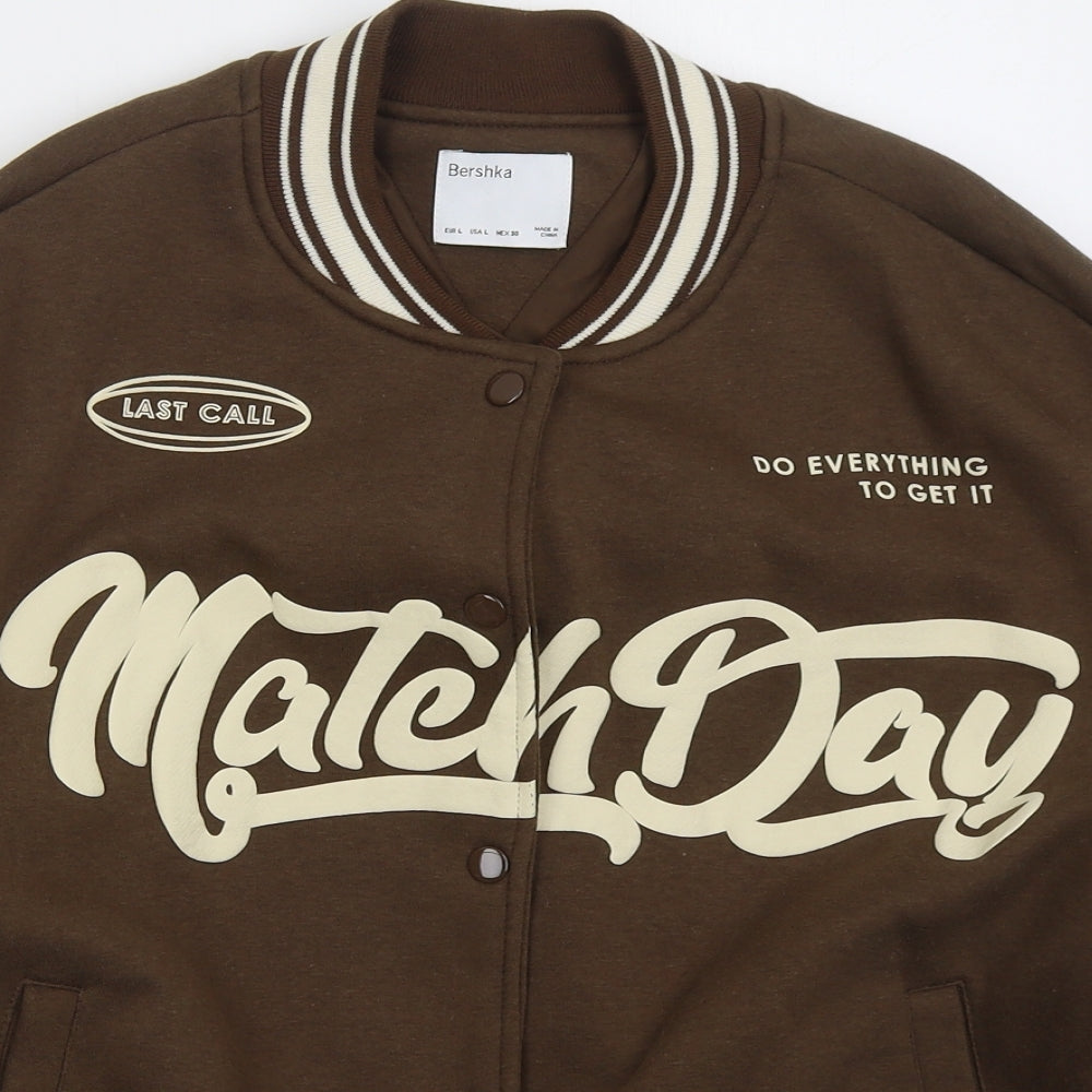Bershka Womens Brown Jacket Size L Button - Colour Block