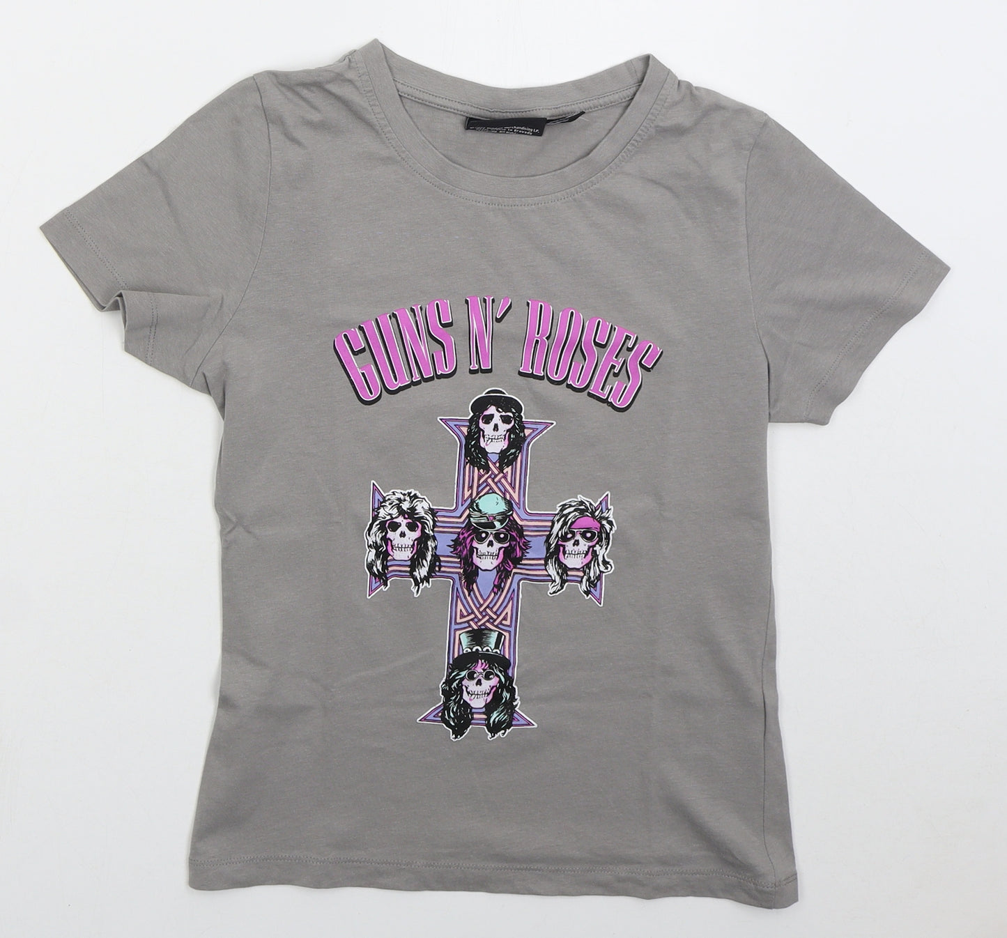Guns N' Roses Womens Grey Cotton Basic T-Shirt Size 10 Crew Neck - Guns N' Roses
