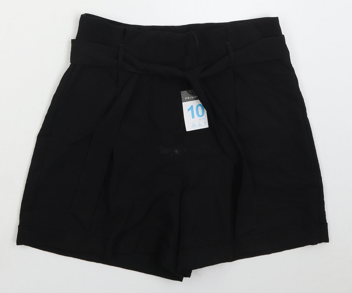 Primark Womens Black Viscose Bermuda Shorts Size 10 L3 in Regular Hook & Eye