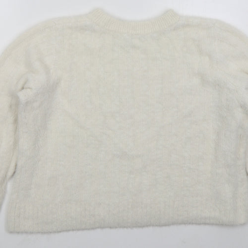 TU Womens White Crew Neck Nylon Pullover Jumper Size 20