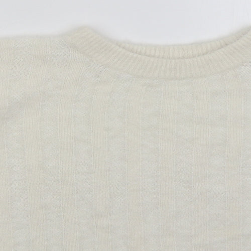 TU Womens White Crew Neck Nylon Pullover Jumper Size 20