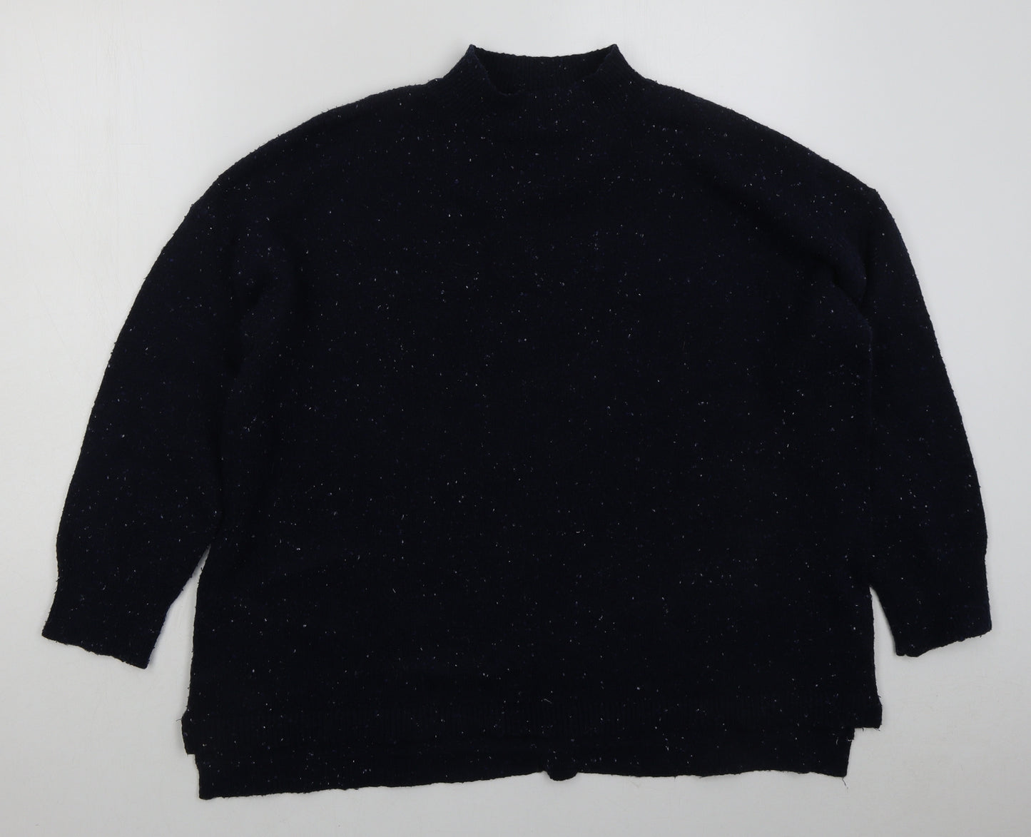 Simply Be Womens Blue Mock Neck Acrylic Pullover Jumper Size 16