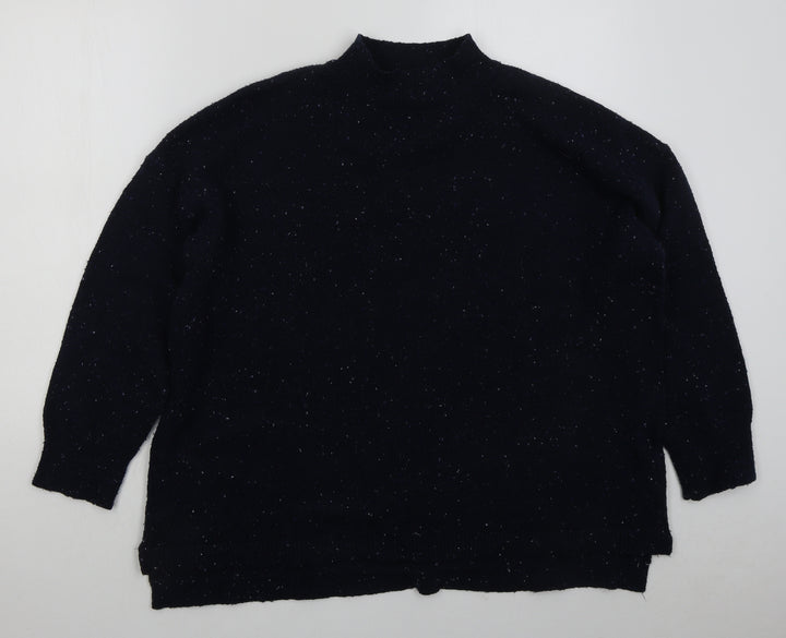 Simply Be Womens Blue Mock Neck Acrylic Pullover Jumper Size 16
