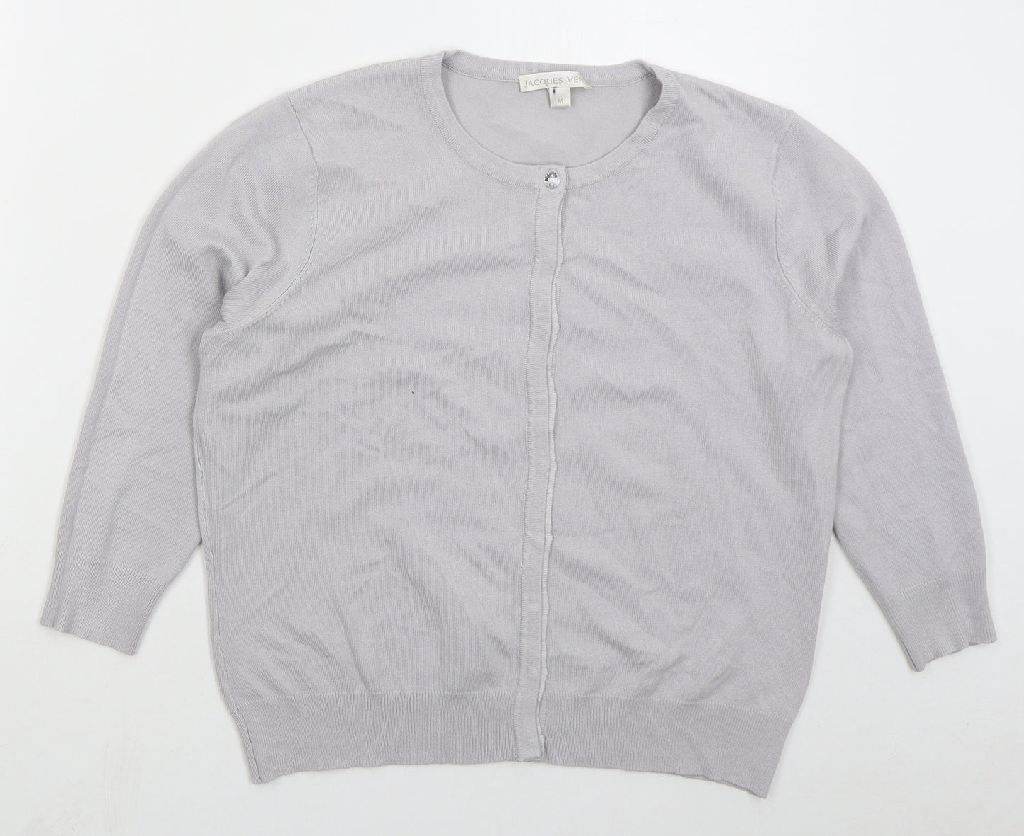 Jacques Vert Womens Grey Crew Neck Viscose Cardigan Jumper Size M