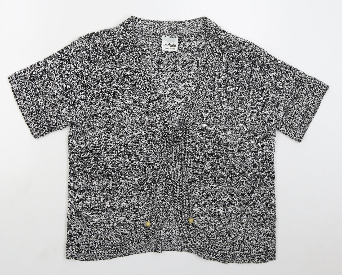 Pulse Womens Grey V-Neck Acrylic Cardigan Jumper Size L