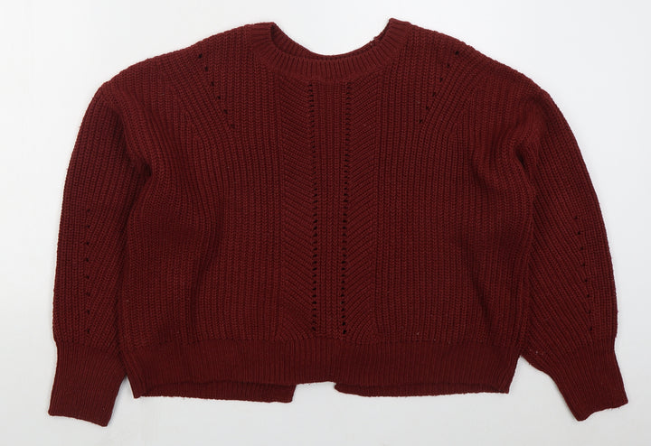 New Look Womens Red Crew Neck Acrylic Pullover Jumper Size L