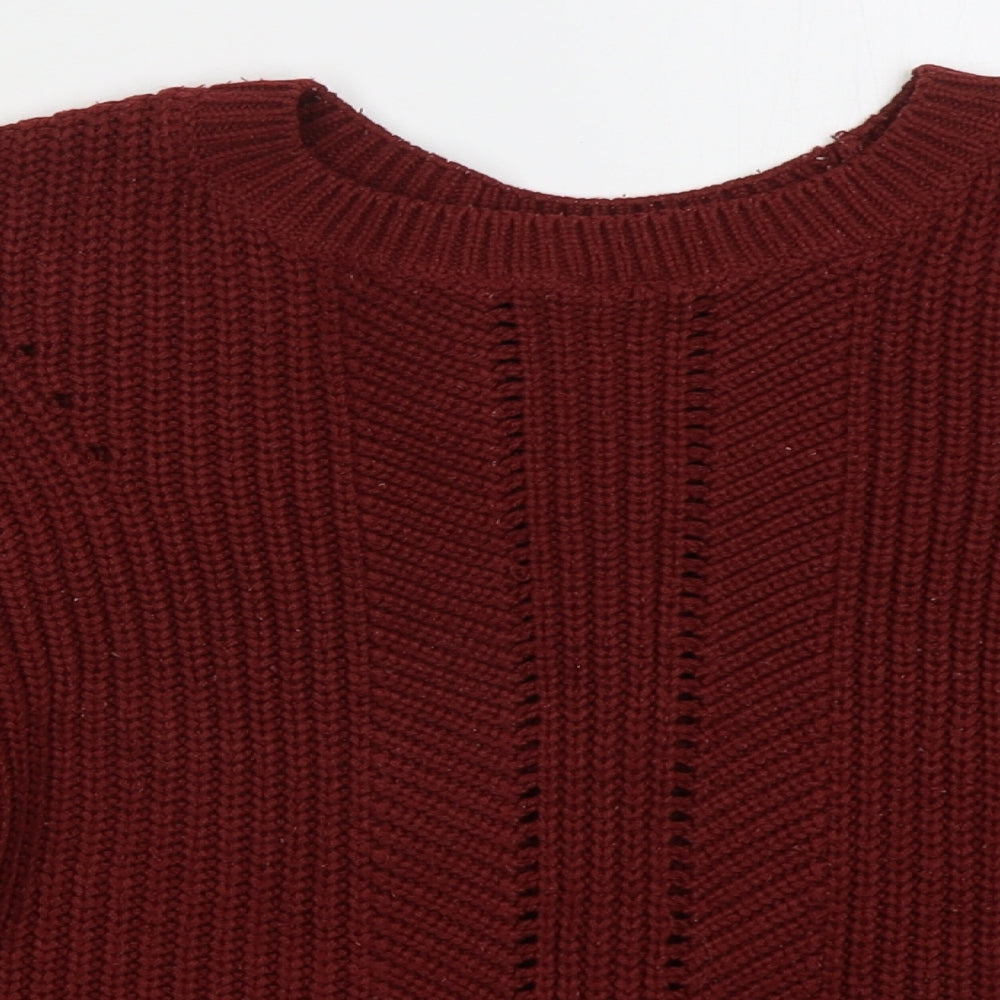 New Look Womens Red Crew Neck Acrylic Pullover Jumper Size L
